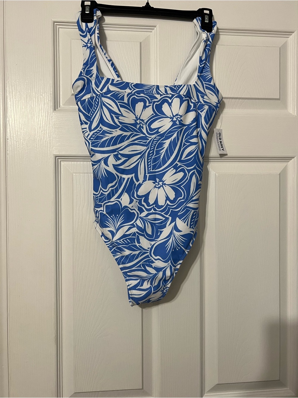 Old Navy Blue and White Floral One-Piece Swimsuit